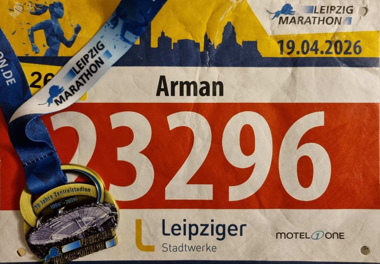 Leipzig Marathon race bib and finisher medal